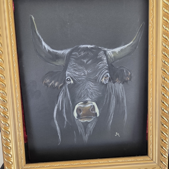 Original Texas Longhorn Drawimg 11x14 Will Come With Mat Frame Not Included - Picture 2 of 2